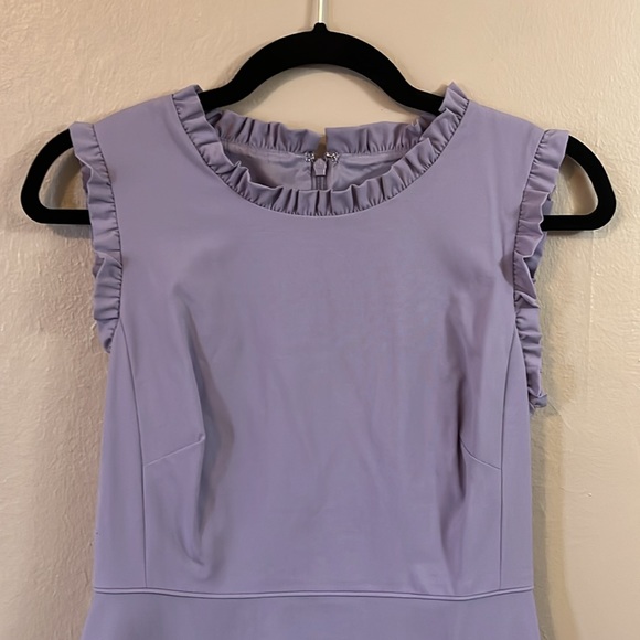 J. Crew Lavender Sleeveless Ruffle Trim Shift Wool Dress 4P - Picture 4 of 12